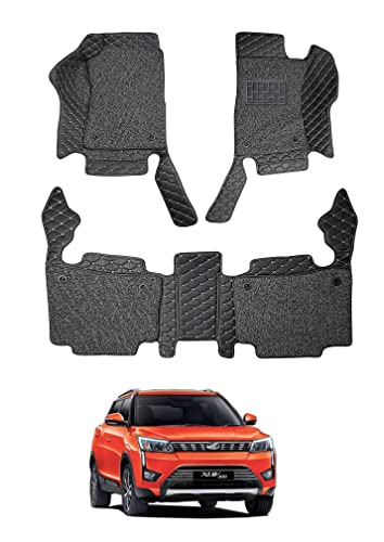 Image of Auto Hub Premium 7D car mat Mahindra XUV300, Luxury Double-Stich 7d Car Floor Mat Complete Set, 100% Waterproof and Washable, Color : Black