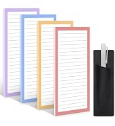 4 Pack Magnetic Note Pad for Fridge with Pen Holder, Totally 200 Sheets Magnetic To Do List, Groc...