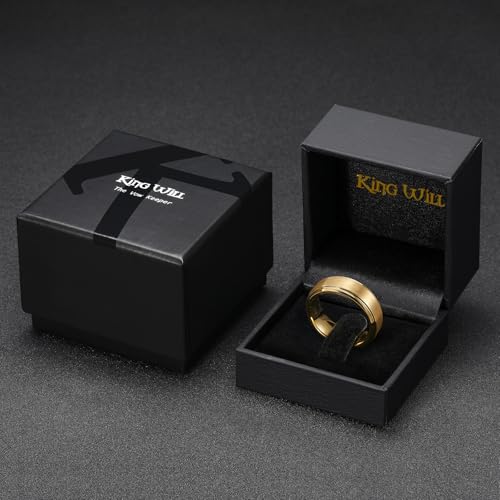 Image of King Will Classic Tungsten Wedding Band for Men, 6 /7 /8 /9 /10mm Widths, Polished Finish Step Edge Matte Rings Comfort Fit