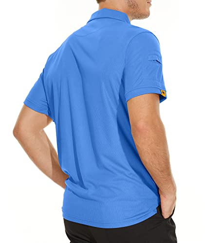 V Valanch Golf Shirts For Men Summer Moisture Wicking Short Sleeve Polo Shirts Casual Tops Collared Shirt,Light Blue,Xl #TOP2