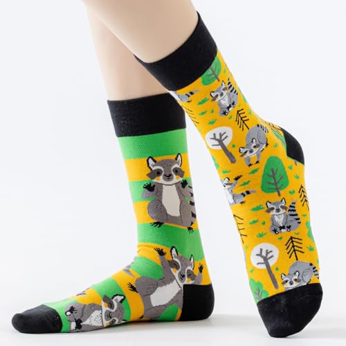 Image of 2 Pairs Cartoon Animal Crew Socks Fun Cotton Mid Calf Socks for Women
