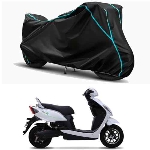 Image of Waterproof Bike Body Cover Compatible for | Pure EV ETrance Neo | Taffeta Fabric, Sky Piping Design, Bottom Elastic Fit | Dustproof, Sun UV & Rain Protection for All Weather.
