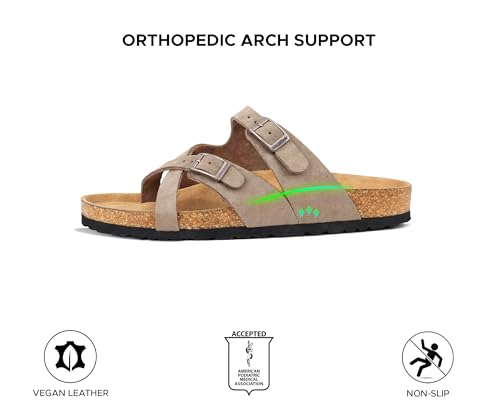 Image of AEROTHOTIC Recovery Slides for Women Cork Footbed Adjustable Straps Sandals