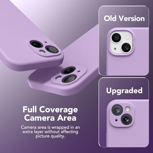 Image of Magnetic for iPhone 14 Case, Compatible with MagSafe, [Full Camera Protection][Screen Protector] Silicone Shockproof Protective Phone Case for iPhone 14 6.1 inch, Light Purple
