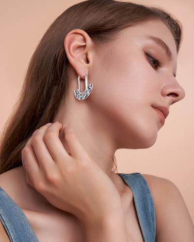 Image of Big Bold Lightweight 18K gold plated Hammered Flat Round Statement Drop Earrings for Women by SNGIA, Large Chunky Handmade Formal Trendy Jewelry Gifts, Circle Disc Coin Geometric Dome Textured Beachy Vacation Fashion Hanging Earrings Accessories, Vintage Retro Thick Bohemian Nickle Free Circular Sun Dangle Earrings.