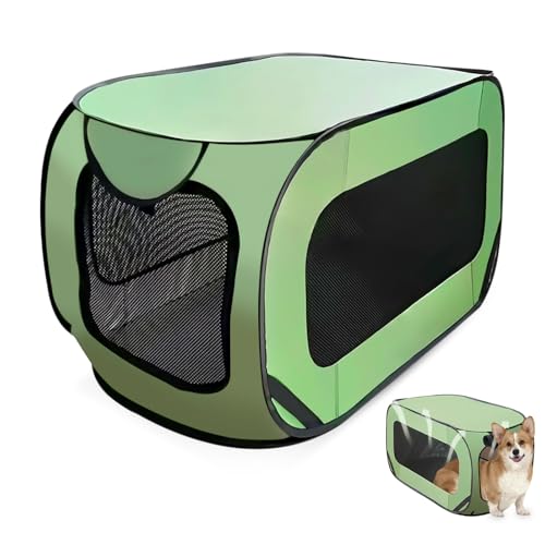 GOEDCH 92 x 52 x 52 cm, pieghevole, trasportino per cani portatile con telaio in acciaio, impermeabile in tessuto Oxford con chiusura lampo, trasportino per cani per interni ed esterni, verde