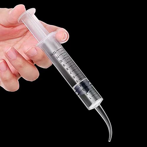 10 pack dental syringes with curved tip disposable gradient dental irrigation syringes for oral dental care tonsil stone removal laboratory feeding small pets curved measurable 12ml transparent 10