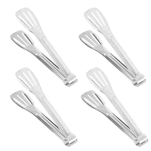 4 Pcs Kitchen Cooking Tongs Stainless Steel Food Serving Tongs 7'' Cooking Tongs Buffet Tongs Frying Tongs for Pasta Salad BBQ Cake Home Party