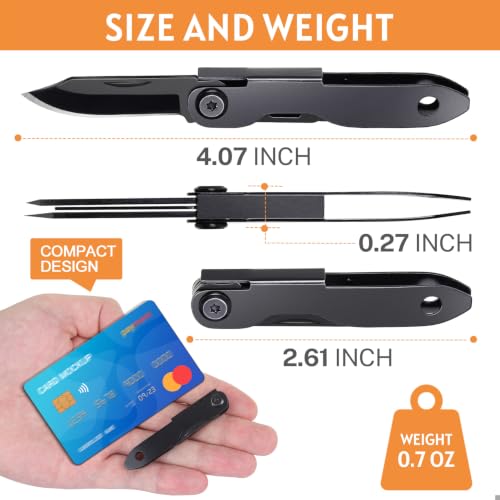 Christmas Stocking Stuffers, Small Pocket Multitool Knife for Men - 7 in 1 EDC Box Cutter with Tweezers, Everyday Carry Essential with Keyhole, Camping Gear, Fathers Day Dad Gifts for Men Birthday - Image 4