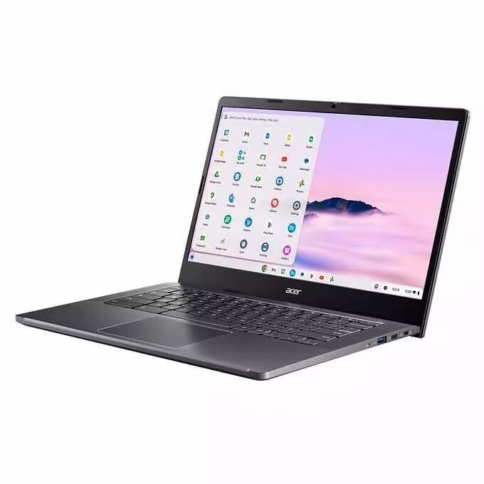 Image of acer Chromebook Plus, 14 inch FHD (1920 x 1080) Touchscreen Display Laptop, Intel i3-N305, 8GB LPDDR5 RAM, 512GB PCIe SSD, Webcam, Chrome OS, Gray, Protective Sleeve Included, TWE 64GB SD Card