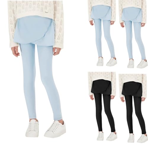 Girls School Uniform Tights Stretchy Athletic Leggings Pants with Skirt for 5-15 Years2