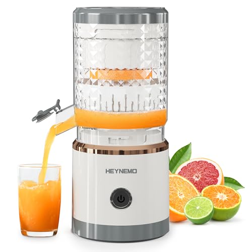 Exprimidor eléctrico de cítricos, exprimidor inalámbrico portátil recargable con cable USB y cepillo de limpieza, botón de un solo toque, exprimidor de jugo para naranjas, limones y limas, blanco