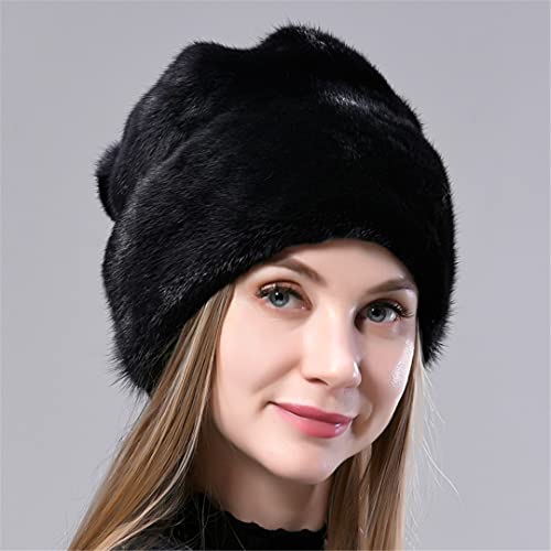 Czapka zimowa damska Ciepłe naturalne futro Pełna Pelt Ball Czapka śnieżna Eleganckie damskie grube czapki nar