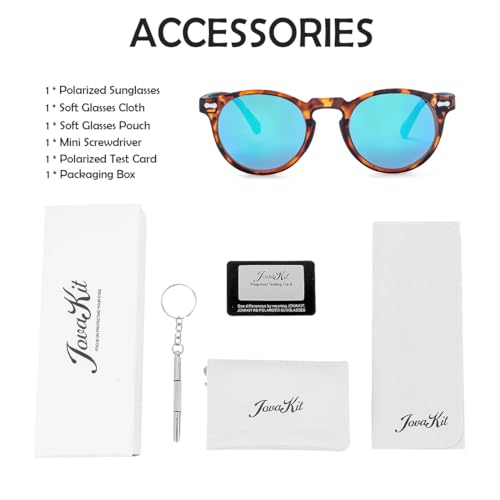 Image of JOVAKIT Vintage Kids Polarized Sunglasses for Girls Boys Age 2-9, Round Sun Glasses for Children UV400 Protection