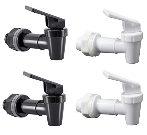 Hgzaccompany Replacement Cooler Faucet Water Bottle Jug,Water Dispenser Tap Set,BPA-Free Plastic Spigot Spout Water Beverage Lever Pour Dispenser Valve,Water Crock Tap (2 White and 2 Black)