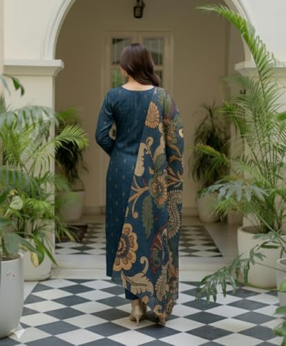 Image of ANNI Designer Women's Viscose Blend Printed Straight Kurta with Pant & Dupatta | Ethnic Suit Set for Women | Festive Kurta Set | Casual Office Traditional Outfit