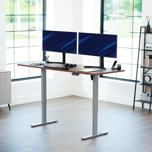 Image of VIVO Electric 71 x 30 in Standing Desk, Memory Height Adjustment, 1B Series, Holds 220 lbs, Dark Walnut Top Gray Frame, DESK-KIT-1G7D