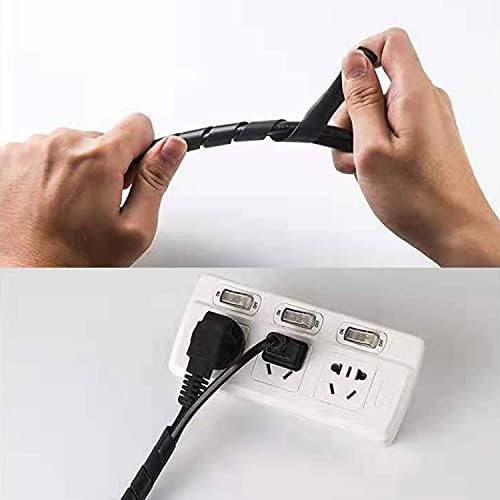 TIANLIN Cable Tidy Tube, 16 Meter Spiral Binding Cable Tidy Wrap, Spiral Wrapping Band Cable Tidy Organiser Manage Cable for for Computer Cable, Car Cable(Diameter 8mm, Black)