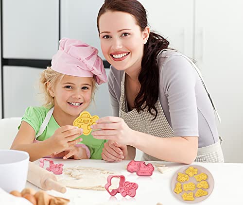 Transportation Vehicle Cookie Cutters With Plunger Stamper,8 Piece Transporta...