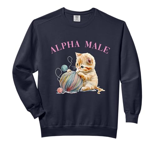 Alpha Male Cute Cat Funny Meme Ironic Kitten Comfort Colors Adult Sweatshirt