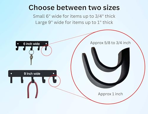 The Metal Peddler MR-PLAIN-9INCH 9 Inch Key Holder & Sports Medal Hanger | Color: Black With 5 Hooks thumb #4