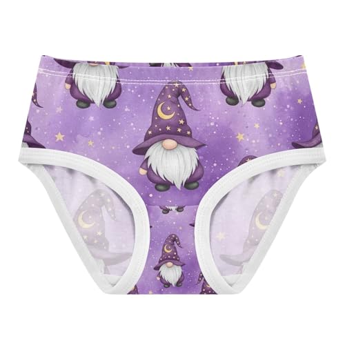 Toddler Girl Panties, Gnomes Purple Hats Stars Moons Girls Cotton Underwear, 2–8 Years