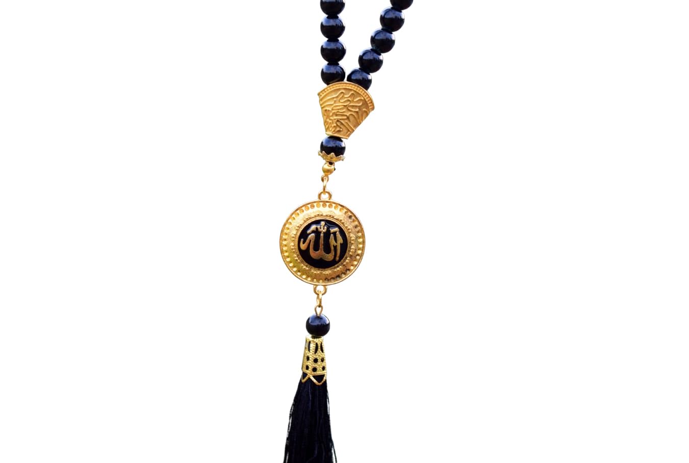 METAL Car Mirror Hanging Ornament For Muslim Vehicle Decorative Pendant With Allah BLACK BRAIDED Arabic Names Calligraphy Islam Eid Religious Gift