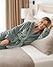 NY Threads Premium Womens Robe with Hood, Plush Fleece Long Bath Robe for Women, Fluffy Soft Women's Bathrobe, Medium, Steel Grey