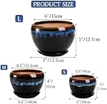 AVLA 3 Pack Ceramic Flower Pots, Gardening Drip Glazed Planter, Plant Pot with Drainage Hole and Saucer, 7/5/4 Inch Rustic Houseplant Container for Succulent Herbs Cactus Orchid, Home Indoor Outdoor