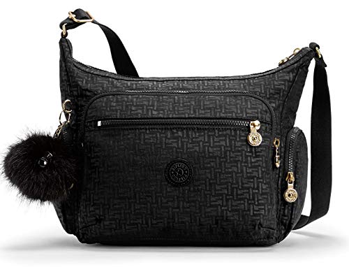 Kipling Gabbie, Bolso Bandolera para Mujer, Negro (Black Pylon Emb...