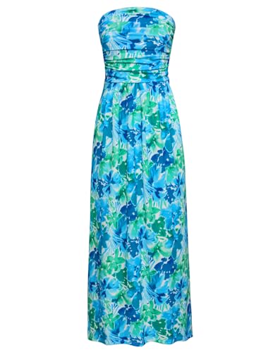 GRACE KARIN Women's 2024 Summer Bohemian Floral Printed Strapless Beach Party Long Maxi Dress