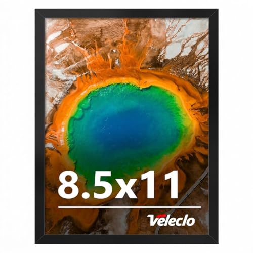 Veleclo 8.5x11 Picture Frame for Wall Display 8.5x11 Black Frame with Shatter Resistant Plexiglass Stable and Sturdy 8.5 x 11 Poster Frame for Wall Display Handpicked Gift Collection 1 Pack