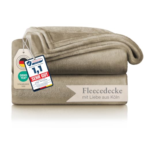 Blumtal Kuscheldecke flauschig - Oeko-TEX zertifizierte Fleecedecke 270x230 cm - Wohndecke 270x230 cm - Taupe Decke - Wohn- & Kuscheldecke/… – Ansicht 1