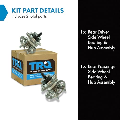 Image of TRQ Rear Pair Wheel Bearing and Hub Assembly Set 2 Piece for Toyota | for 2010-2015 Toyota Prius 2012-2015 Toyota Prius Plug-In