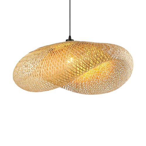 Schindora Boho Lampadario Cucina, Cappello Creatività E27 Lampadario Camera Da Letto Rattan Paglia...