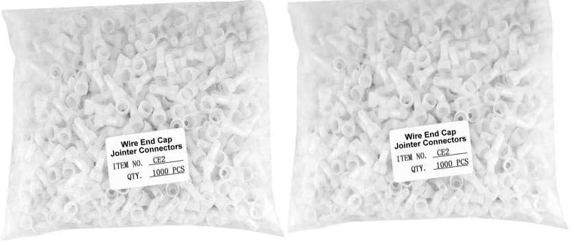 Image of Closed 1000 Pcs Pack of 2 CE2 End Crimp Terminal Wire End Cap Transparent Plastic Nylon Protective Closed End Wire Crimp Connector Cap, Jointer Cap, wire protector joint cap