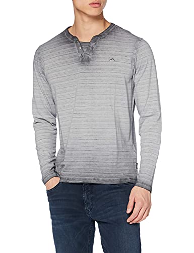 Preisvergleich Produktbild Pioneer Herren Longsleeve Rundhals Henley-Hemd, Gray Melange, L