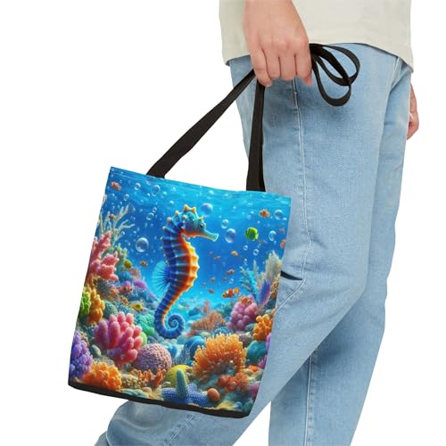 Premium Colorful Seahorse Tote Bag with Reinforced Stitching for Adults3