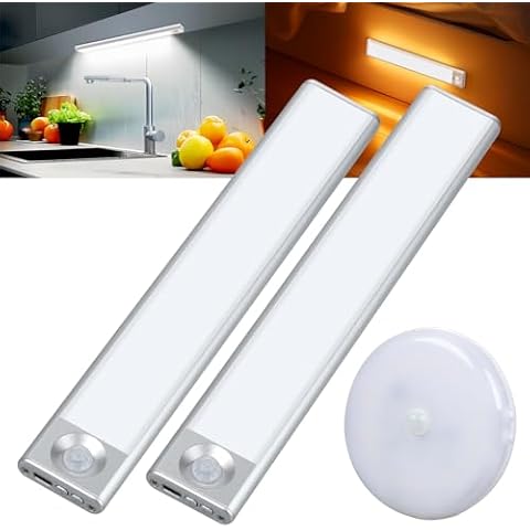 CT CAPETRONIX Under Cabinet Lights, Rechargeable Closet Lights with 3 Color Temperatures Dimmable 3 Modes, Motion Sensor Light Indoor with Magnetic, Wireless Under Counter Lights for Kitchen, Stairs Cover