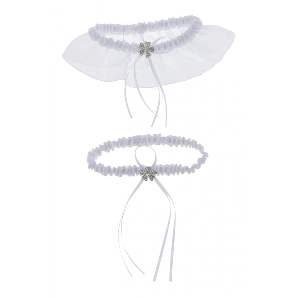 Elastic Bow Wedding Bridal Lace Leg Garter for Brides Bridesmaid White-image-2