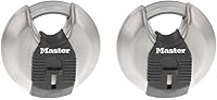 Master Lock M40XT Magnum Stainless Steel Discus Padlock, 2-3/4in Wide, 2-Pack Keyed Alike - Weatherproof Theft-Resistant Security