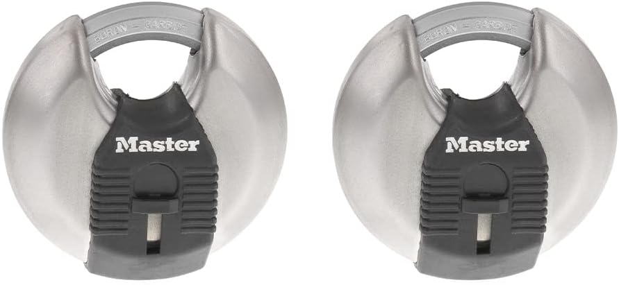 Master Lock Padlock, Magnum Stainless Steel Discus Lock, 2-3/4 in. Wide, M40XT (Pack of 2-Keyed Alike) (M40XTCCSEN)