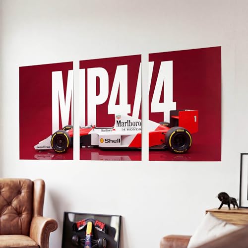 Image of SoulAbiti 3-Piece McLaren F1 Wall Art - Motorsport Legend Split Printed Poster Large Motorsport Triptych Posters - Racing Decor for Room, Garage & Office Decor (Senna & Norris Style)