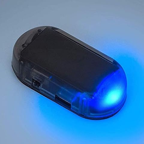 PerfecTech Car Solar Power Simulated Dummy Alarm Warning Anti-Theft LED Flashing Security Light with New USB Port （Blue） Cover