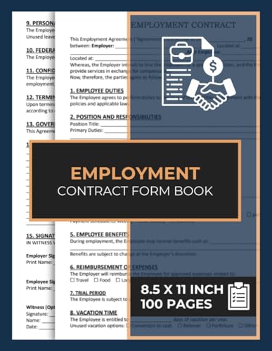 Employment Contract Form Book: Job Agreement Form Between Employer and Employee | 50 Forms