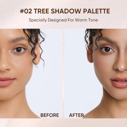 Image of JUDYDOLL Highlight & Contour Palette, All-in-One Matte Highlighter Contour Compact,Blendable Face Makeup for Beginners, for Warm Skin Tone (02 Tree Shadow Palette)