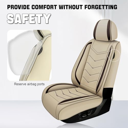 Image of Car Seat Cover for Jeep Wrangler 2000-2026, Seat Covers Full Set,Non-Slip Waterproof seat Cover,Wear-Resistant Nappa Leather car seat Covers. (Standard 5 Seats /Beign)
