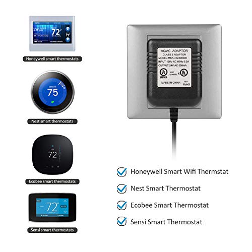 Doorbell Power Supply Adapter 26ft/8m, Transformer for Ring Doorbell Pro,Ring Doorbell, C - Wire Thermostat Adapter, Ring Video Doorbell 2, Nest Hello, Long Cable Power Adapter (24V AC/ 500mA)