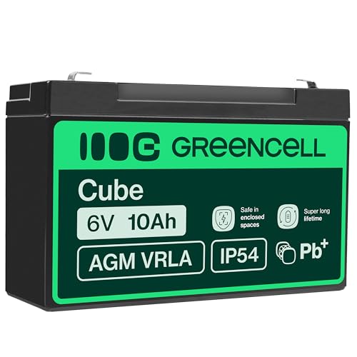 Green Cell AGM 6V 10Ah VRLA Batteria al Piombo per Casse e Bilance
