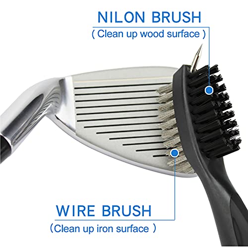 Image of VIPMOON Golf Club Cleaner Kit, 2 Pcs Groove Sharpener Regrooving Tool and 1 Pcs Retractable Club Cleaner Brush, Portable Groove Sharpener Tool for All Golf Irons for Men